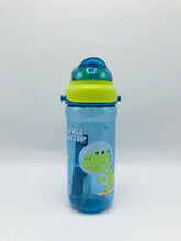 Dyno Themed Plastic School Water bottle with Silicon Straw and Strap